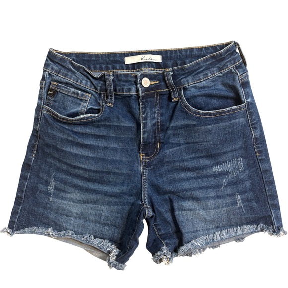 KanCan Pants - KanCan Los Angeles Distressed Frayed Hem Denim Shorts Dark Wash  Size 27 W7